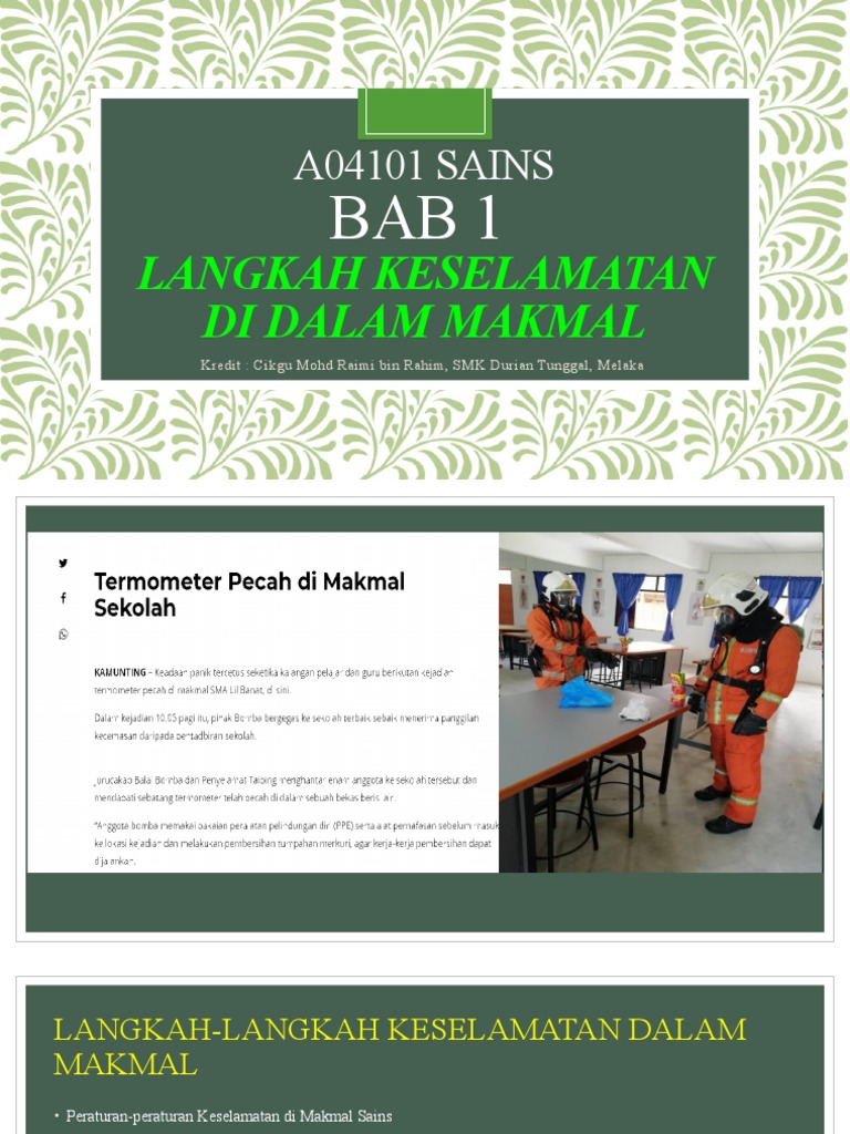 A04101 SAINS Bab 1 Langkah Kelamatan Dalam Makmal | PDF