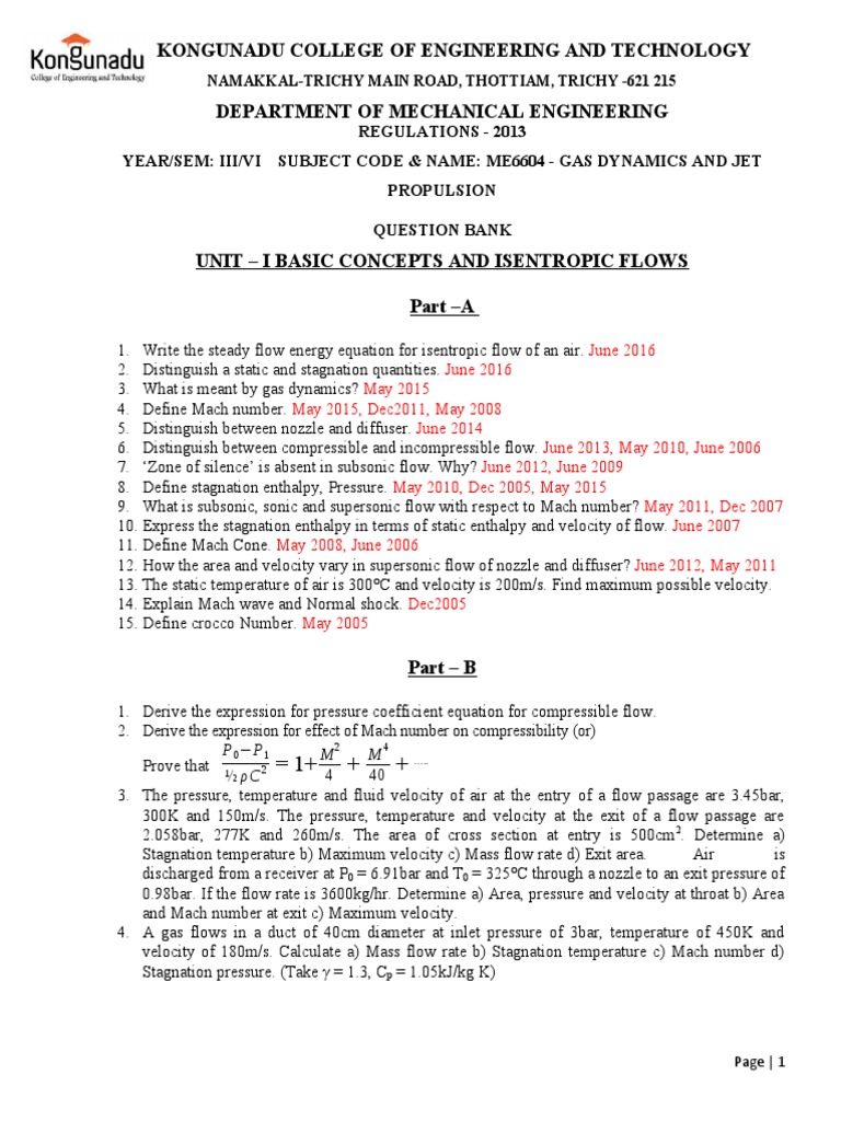 GDJP Question Bank for ME6604 | PDF | Jet Engine | Rocket Engine