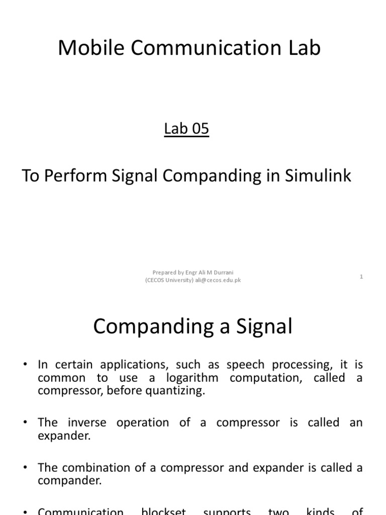 Signal Companding in Simulink Lab | PDF | Data Compression | Algorithms