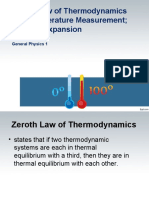 Zeroth Law of Thermodynamics and Temperature Measurement Thermal Expansion