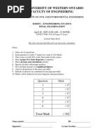 The University of Western Ontario Faculty of Engineering: Total Mark / 102