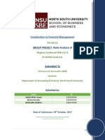 Introduction To Financial Management: GROUP PROJECT: Ratio Analysis of