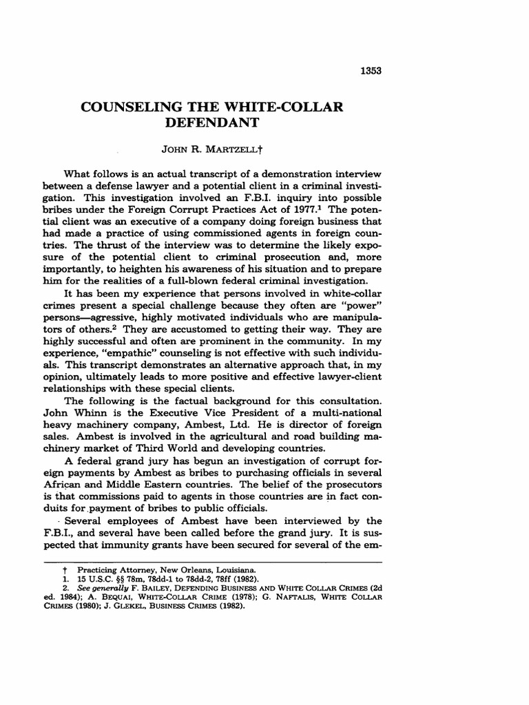 Counseling White-Collar Defendants | PDF | Fifth Amendment To The ...