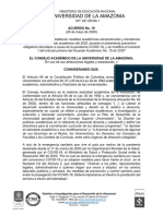 Acuerdo 19 Medidas academicas extraordinarias y transitorias periodo 2020-I