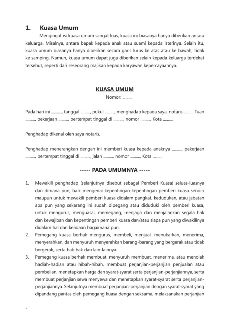 Draft - Contoh Surat Kuasa