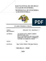 UNIVERSIDAD NACIONAL DE TRUJILLO FACULTAD DE INGENIERIA ESCUELA PROFESIONAL DE INGENIERIA AGROINDUSTRIAL EXAMEN PRIMERA UNIDAD CURSO: ÓRGANOS DE MÁQUINAS Y MECANISMOS