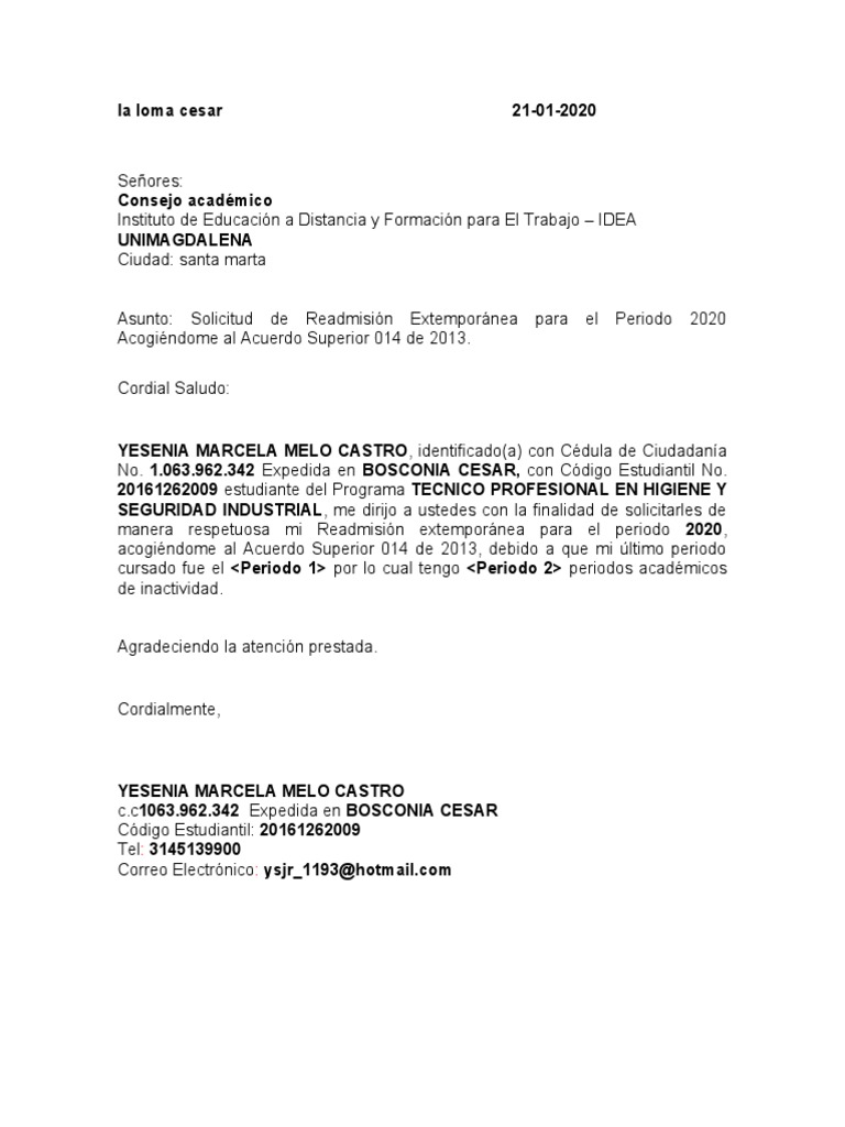 Carta Modelo de Readmision Extemporanea.. PDF