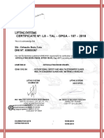 Lifting Systems: Certificate Nº: Ls - Tal - Opga - 107 - 2018