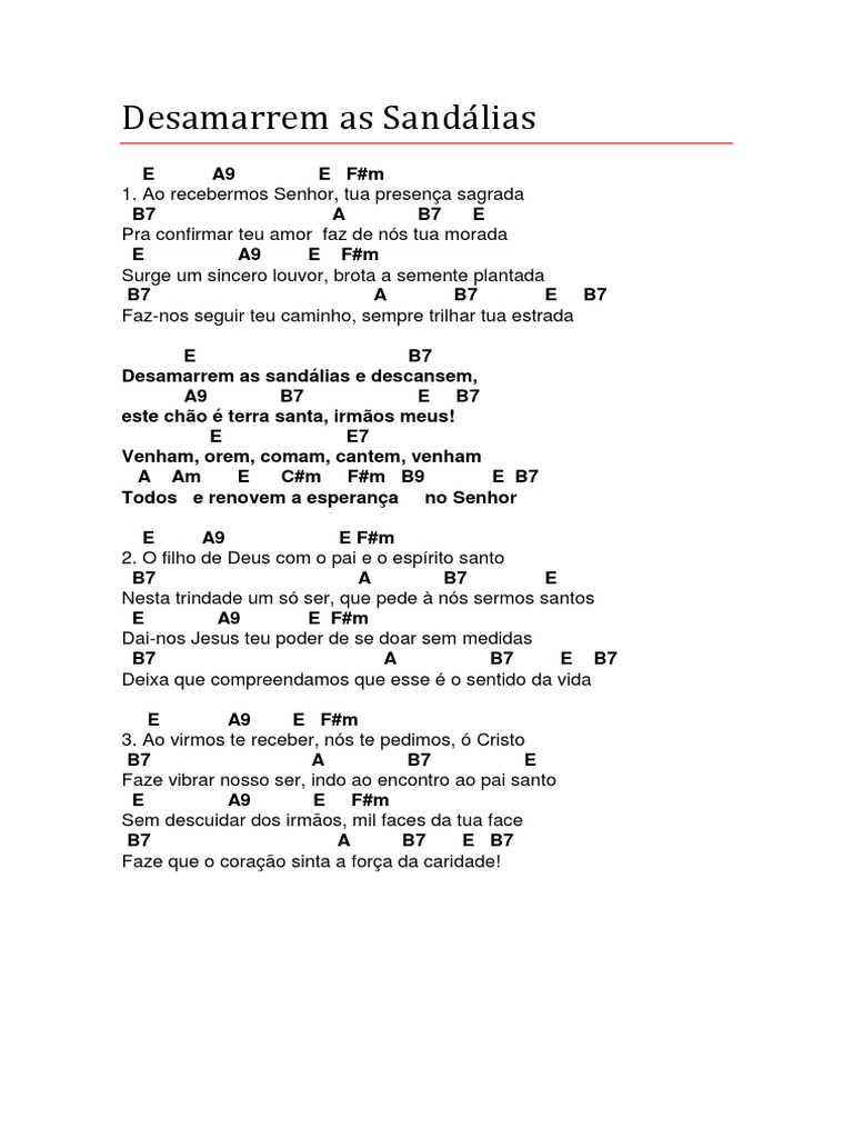 Cifras e Letra: Desamarrem as Sandálias | PDF