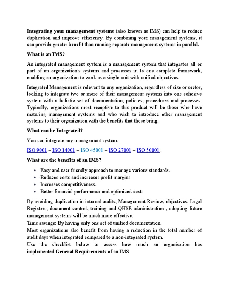Integrating Your Management Systems | PDF | Audit | Occupational Safety ...