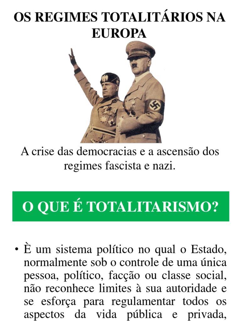 Os Regimes Totalitários Na Europa PDF | PDF | Alemanha nazista ...