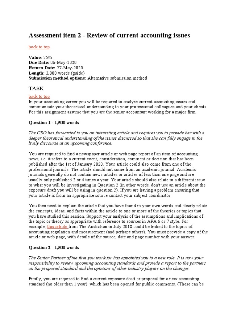 Review of Current Accounting Issues | PDF | Financial Accounting ...