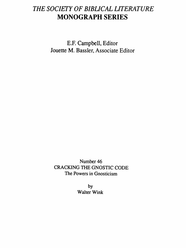 Walter wink cracking the gnostic code the powers in gnosticism 1994