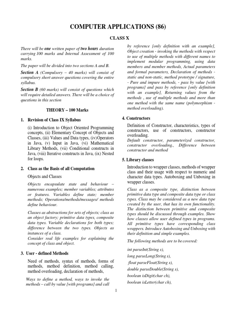 Computer Applications PDF | PDF | Method (Computer Programming) | Class ...