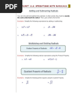 Packet 1 1.2: Operations With Radicals: You Can Only Add and Subtract Like-Radicals. in Other Words, They Must Be Exactly