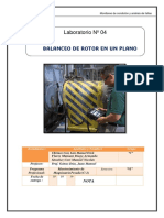 Lab. 04 BALANCEO DE ROTOR EN UN PLANO PDF