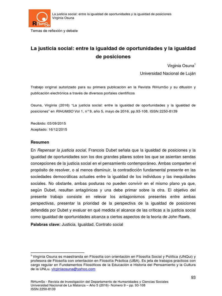 Semana 5 - La Justicia Social Entre La Igualdad de Oportunidades y La ...