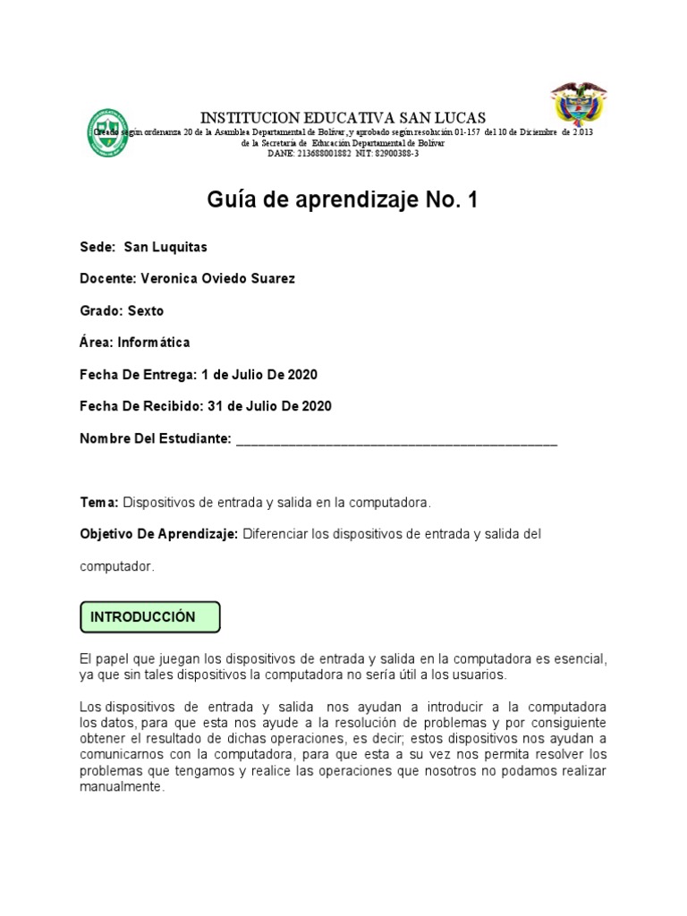 Guia de Tecnologia e Informatica 6º Grado | PDF | Periférico | Hardware ...
