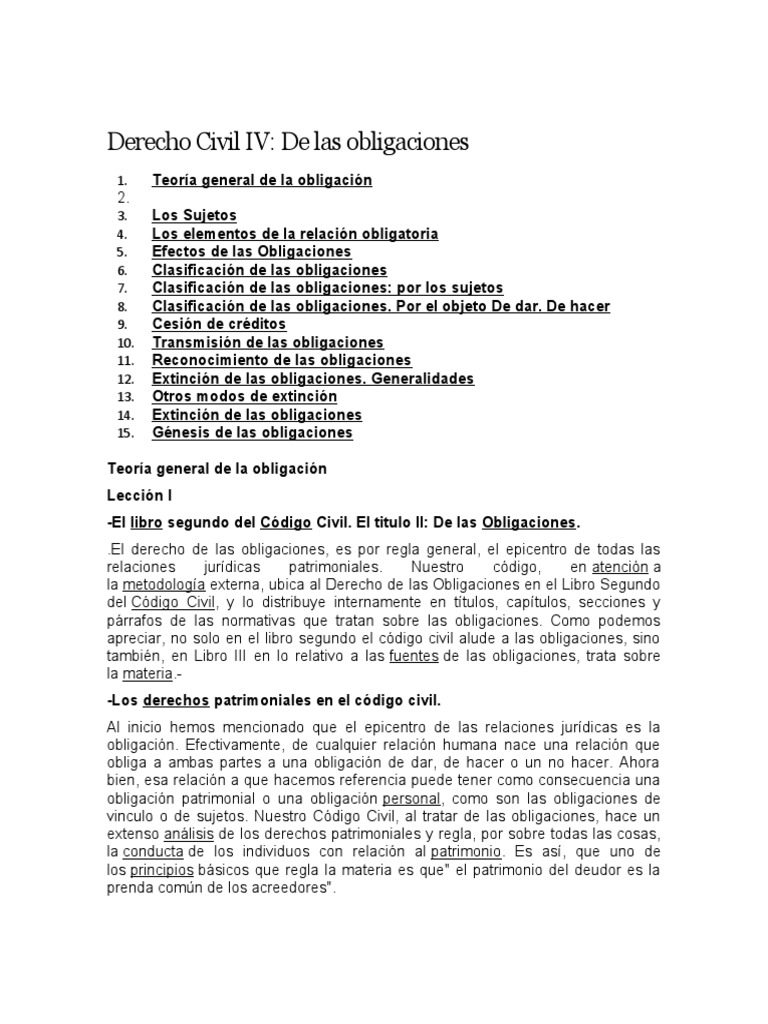 Elementos de las Obligaciones en Derecho Civil IV | PDF | Daños y ...