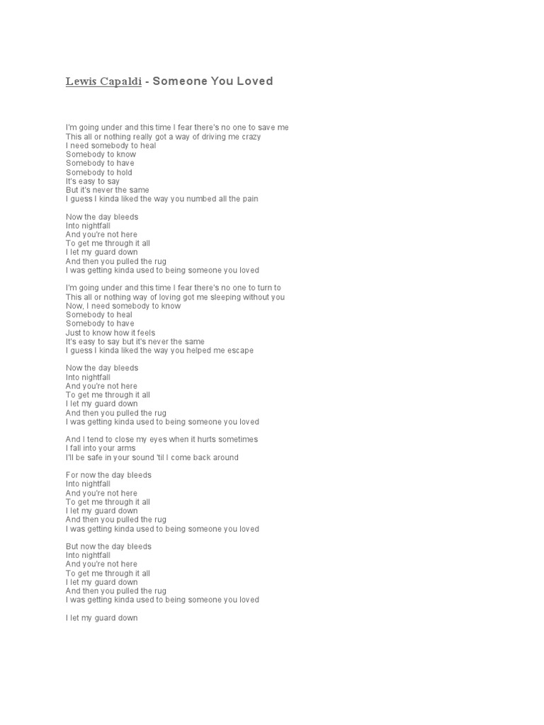 Someone You Loved Lyrics Analysis | PDF