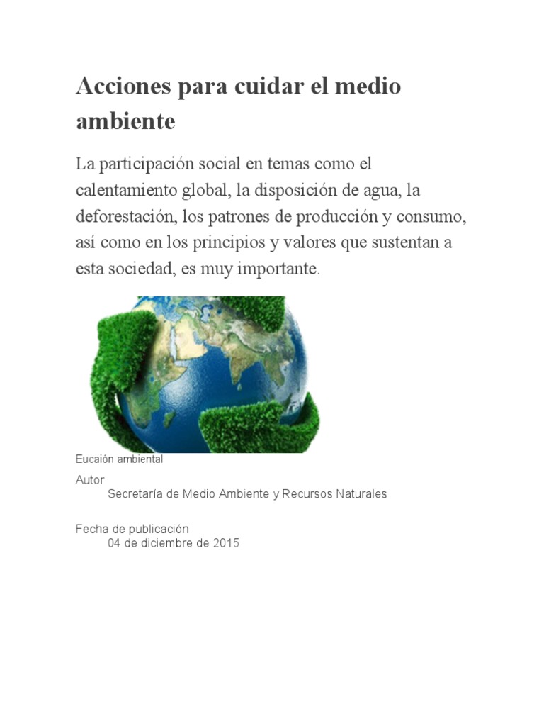 Acciones para Cuidar el Medio Ambiente | PDF | Residuos | Entorno natural