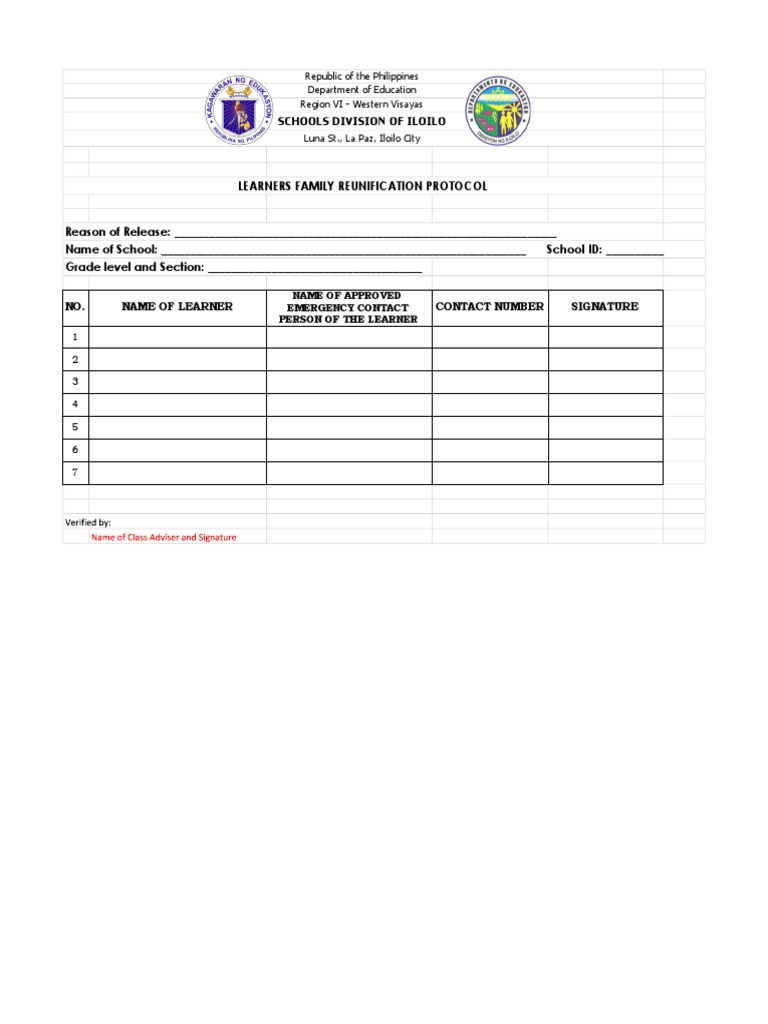 Learners Family Reunification Protocol | PDF
