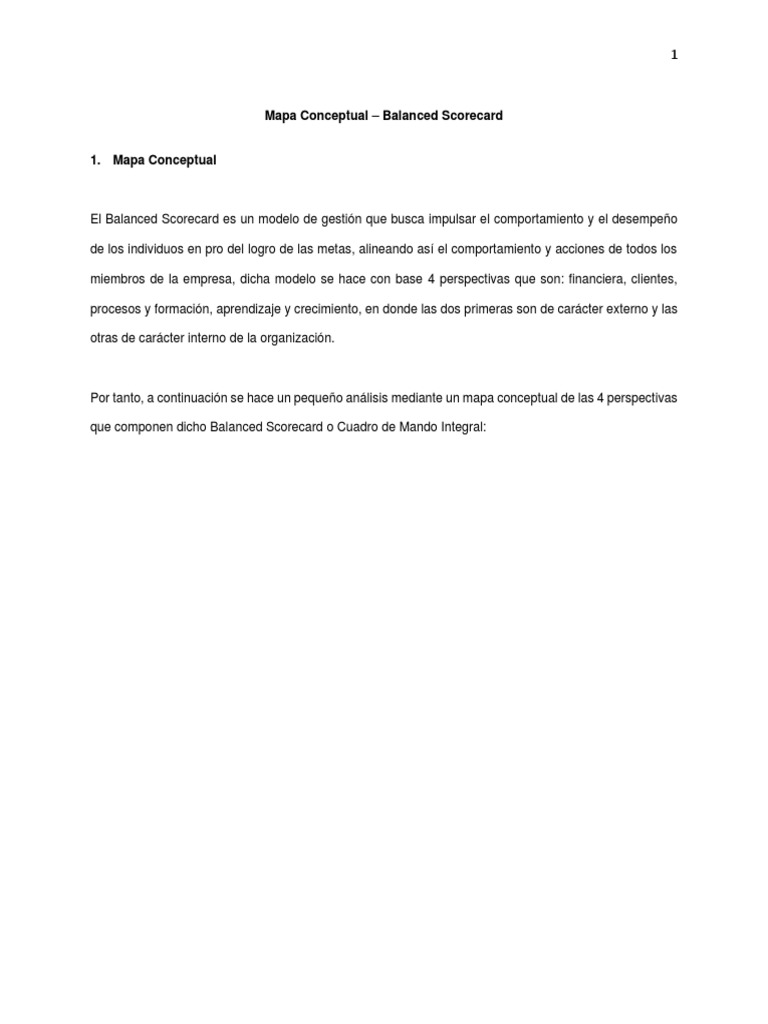 Mapa Conceptual del Balanced Scorecard | PDF | Business | Economias