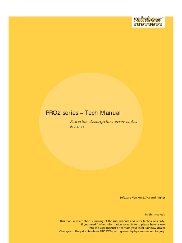 PRO2 Series - Tech Manual: Function Description, Error Codes & Hints ...