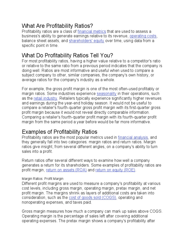 Understanding Profitability Ratios Explained | PDF | Gross Margin | Net ...