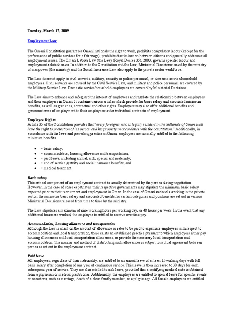 Employment Law In Oman Ethical Principles Politics - 