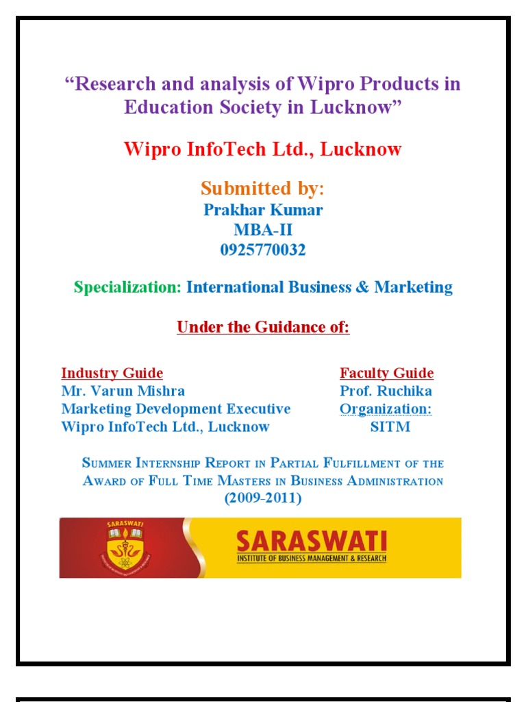 Research and Analysis of Wipro Products in Education Society Swot