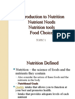 1.1 Introduction To Nutrition, Nutrient Needs, Nutrition Tools, Food Choices