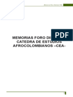Memorias Foro Distrital Catedra de Estudios Afrocolombianos - Cea