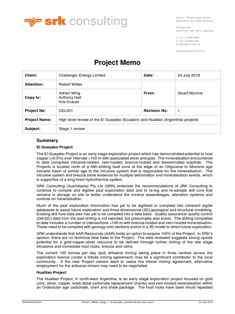 El Guayabo and Hualilan Project Review | PDF | Mining | Gold
