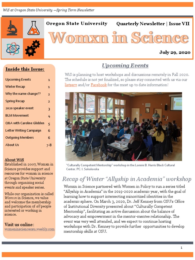 WiS Spring Newsletter 2020 at OSU | PDF | Mentorship | Science ...