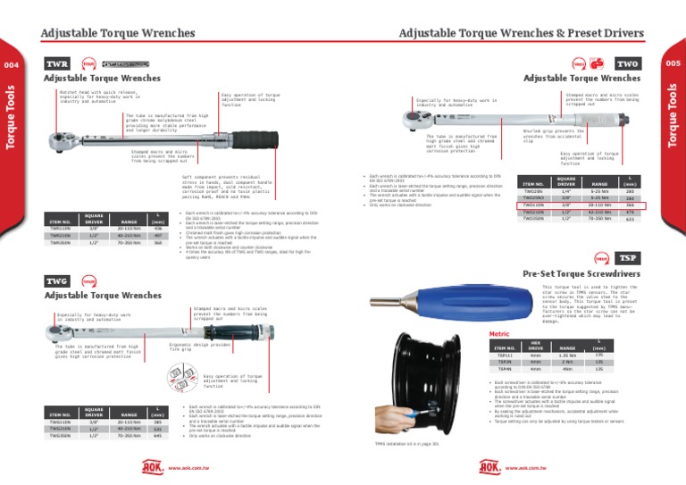 Adjustable Torque Wrenches Adjustable Torque Wrenches & Preset Drivers ...
