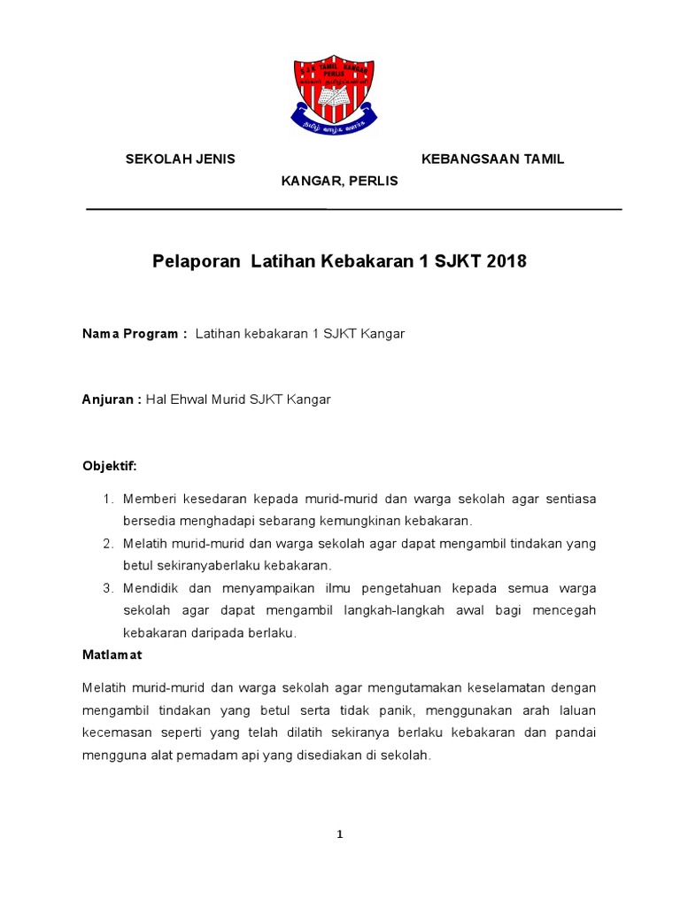 Lcontoh Laporan Kebakaran 1 Pdf
