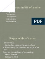 Stages in Life of A Mine: Prospecting Exploration Development Exploitation Reclamation