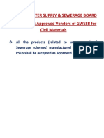 Gujarat Water Supply & Sewerage Board Govt. Psus As Approved Vendors of GWSSB For Civil Materials