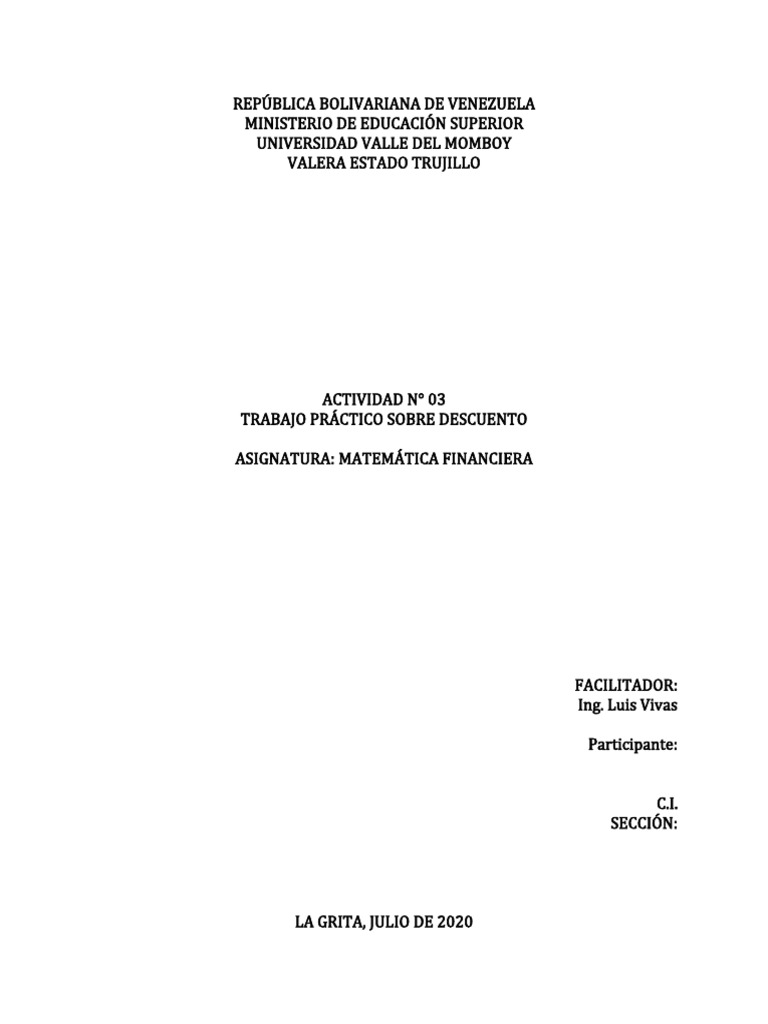 Actividad 3 Trabajo Matematica Financiera | PDF | Business | Enseñanza ...