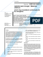 NBR ISO 5832 - Implantes para Cirurgia - Materiais Metalicos - Parte 9 Aco Inoxidavel Conformado PDF