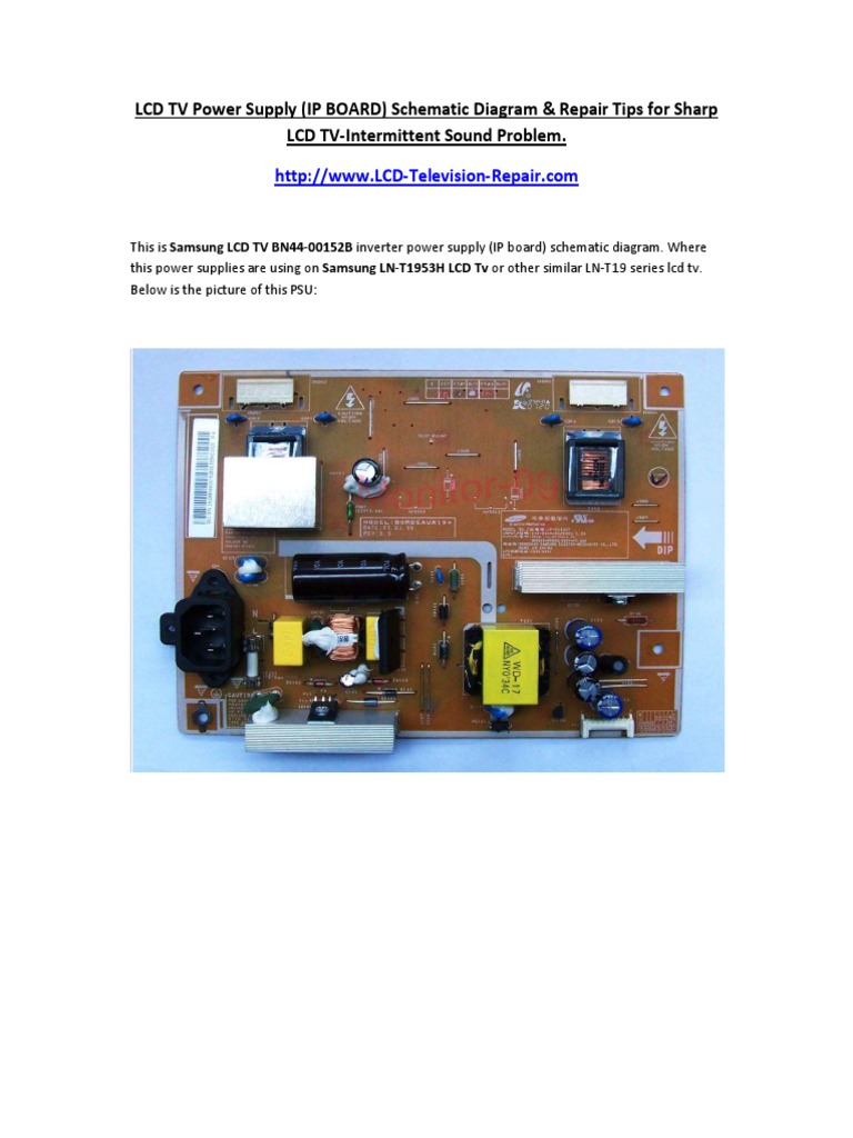 LCD TV Power Supply (IP BOARD) Schematic Diagram & Repair Tips For