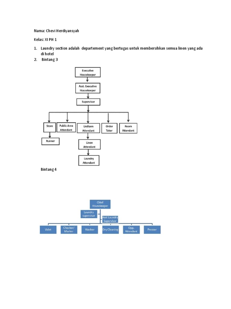 Struktur Organisasi Laundry Hotel Bintang 3,4, Dan 5 PDF