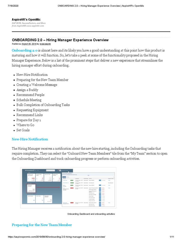 SuccessFactors Onboarding 2.0 | PDF