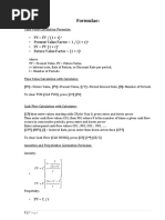 FNCE 623 Formulae For Mid Term Exam