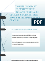 Contingent Ordinary Shares, Written Put Options, and Purchased Options & Convertible Bonds Settled in Shares or Cash