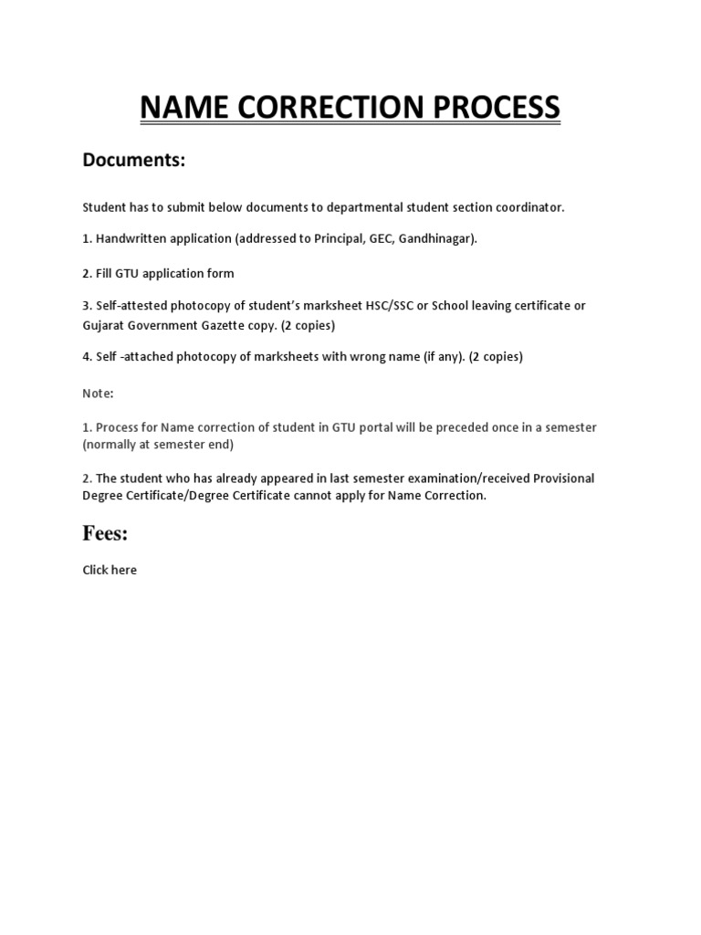 Name Correction Application Process | PDF