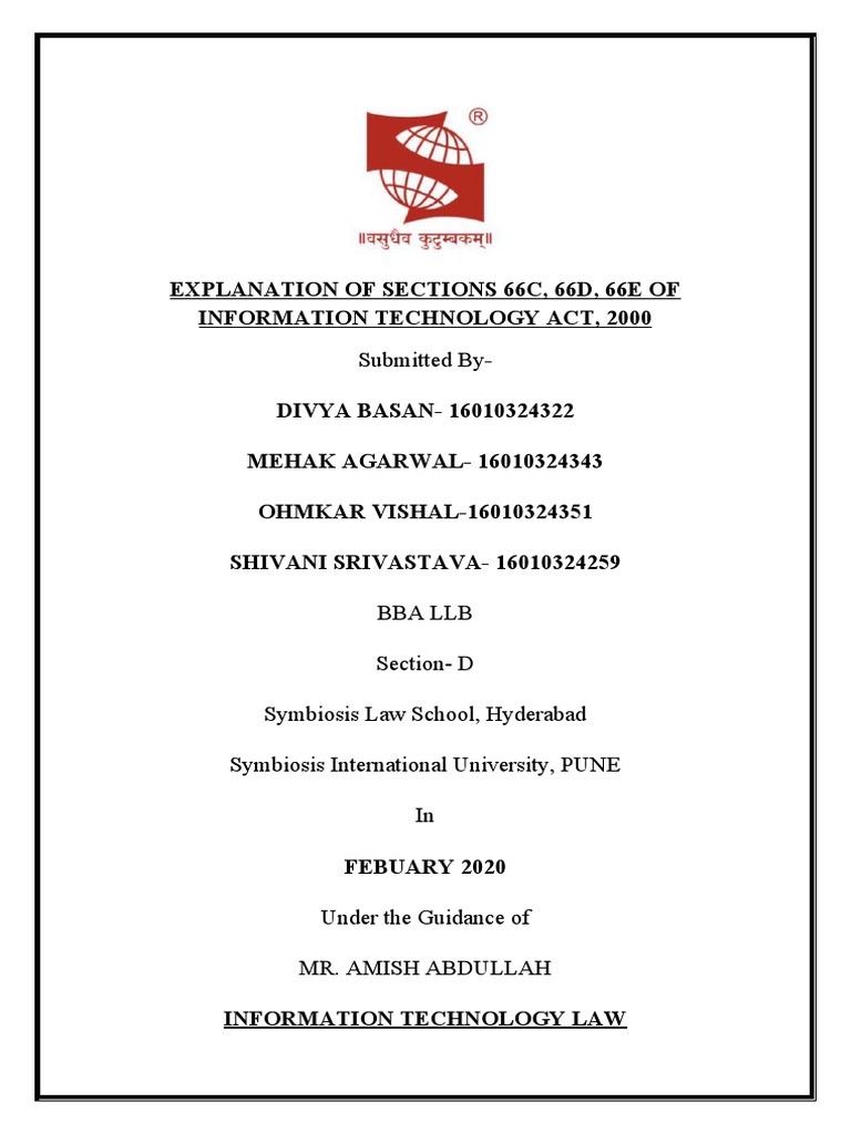 Explanation of IT Act Sections 66C & 66D | PDF | Science & Mathematics ...