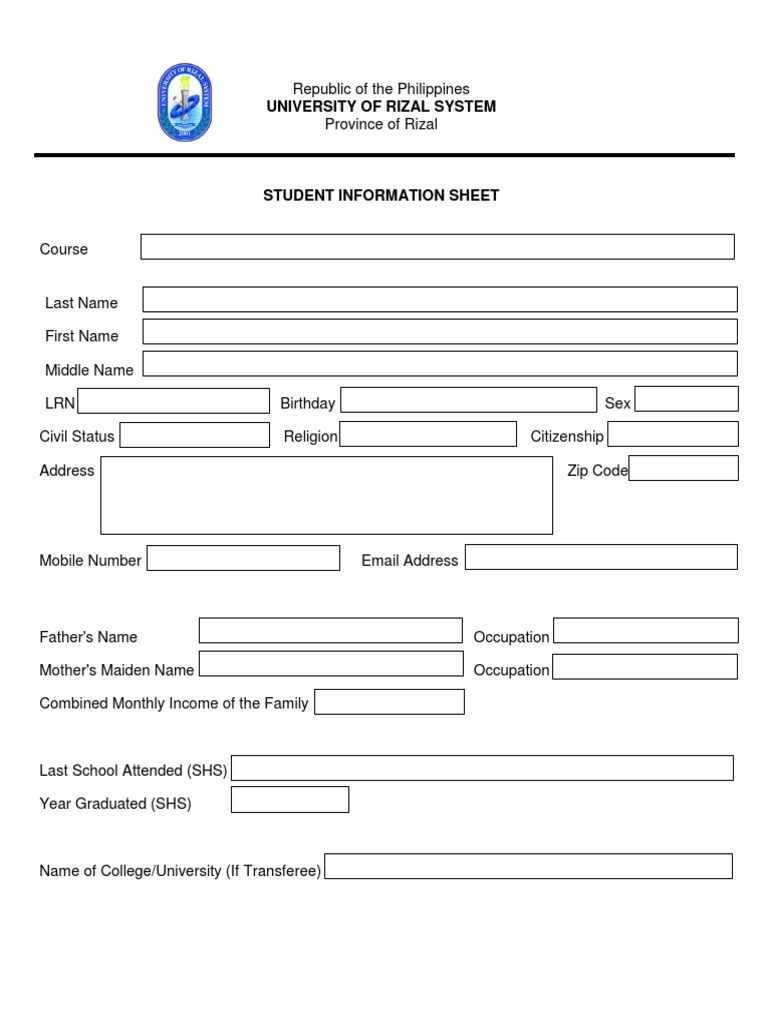 Student Information Sheet | PDF