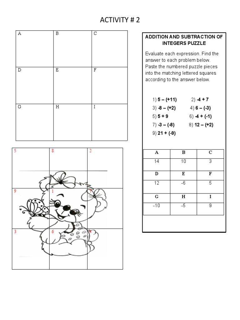 Integer Addition and Subtraction Puzzle | PDF | Teaching Methods ...